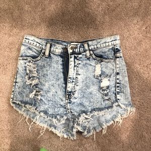 White washed American flag shorts